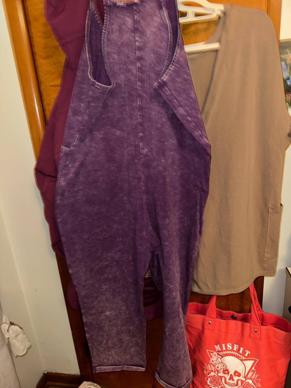 Zenana Purple Washed Cotton Overalls